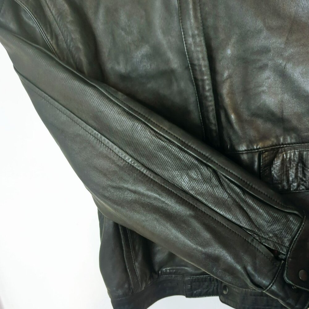 Vintage Torras Black Leather Jacket Mens Size 48 Made In Spain Pure Wool Lining - Picture 7 of 12